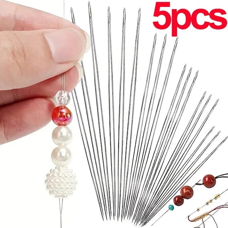 5 stücke Perlen Nadeln Samen Perlen Nadeln großes Auge DIY Perlen zusammen klappbare Perlen Stifte offene Nadeln für Schmuck herstellung Werkzeuge