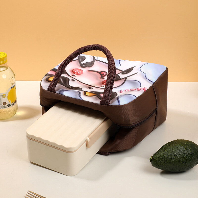 여성용 귀여운 만화 도시락 가방, 학교 도시락 피크닉 토트백, 휴대용 단열 보온 식품 도시락 보관 가방, 3D