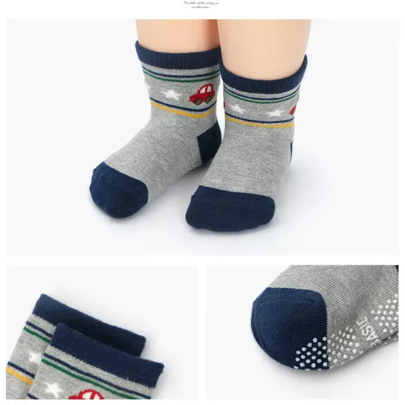5 paia/lotto calzini da cartone animato calzini da bambino per bambini calzini antiscivolo 1-3 anni