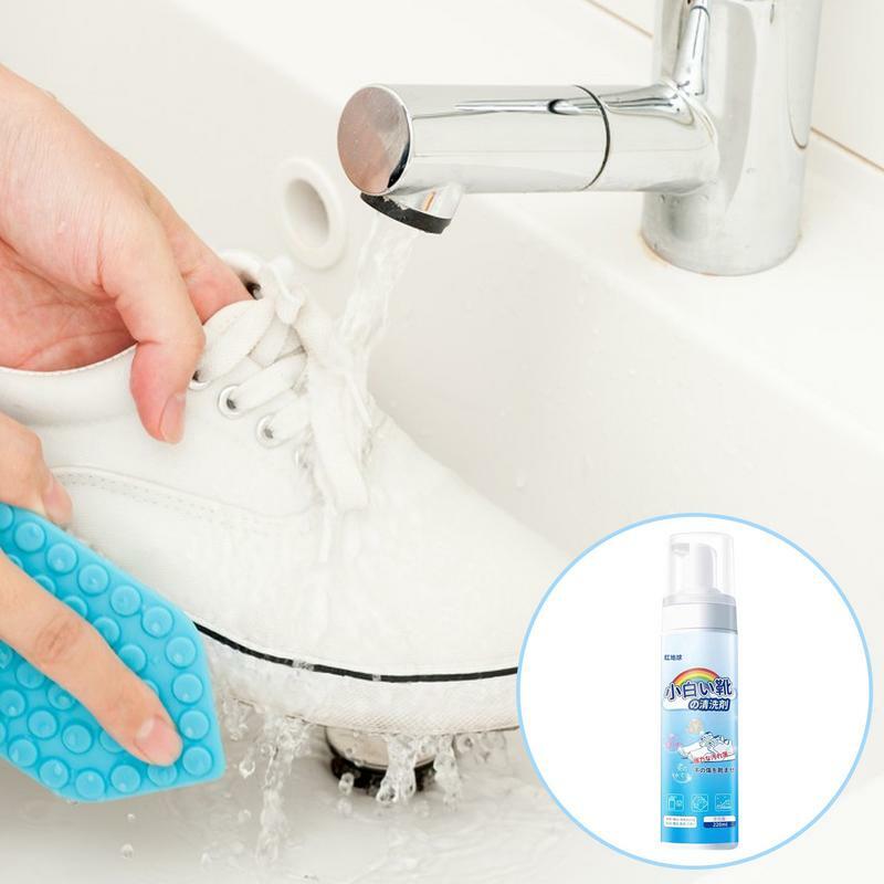 Limpador de sapatos brancos pequenos, remoção de mancha, espuma de limpeza a seco, sapatos limpos, eletrodomésticos, 220ml
