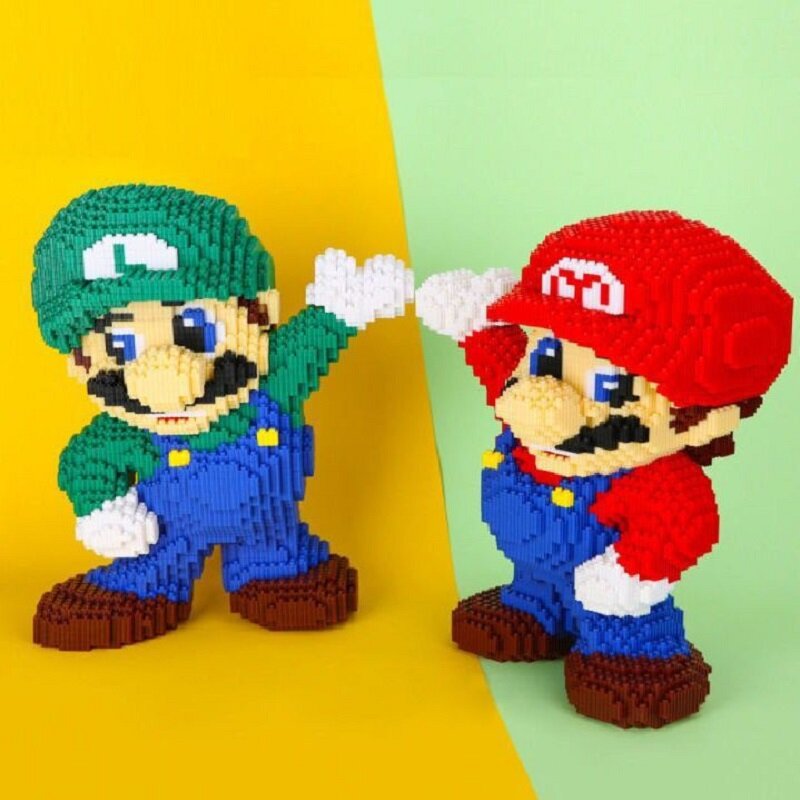 Super Mario Bros para crianças, grande figura de anime, modelo de desenho animado, presentes bonitos, blocos ornamentados, 35cm