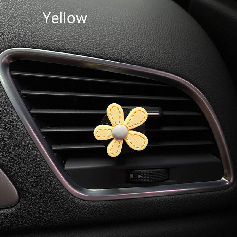 2Pcs/Set Flower Car Outlet Vent Clip Small Daisy Air Conditioning Clip Car Interior Decoration Gift for Girl