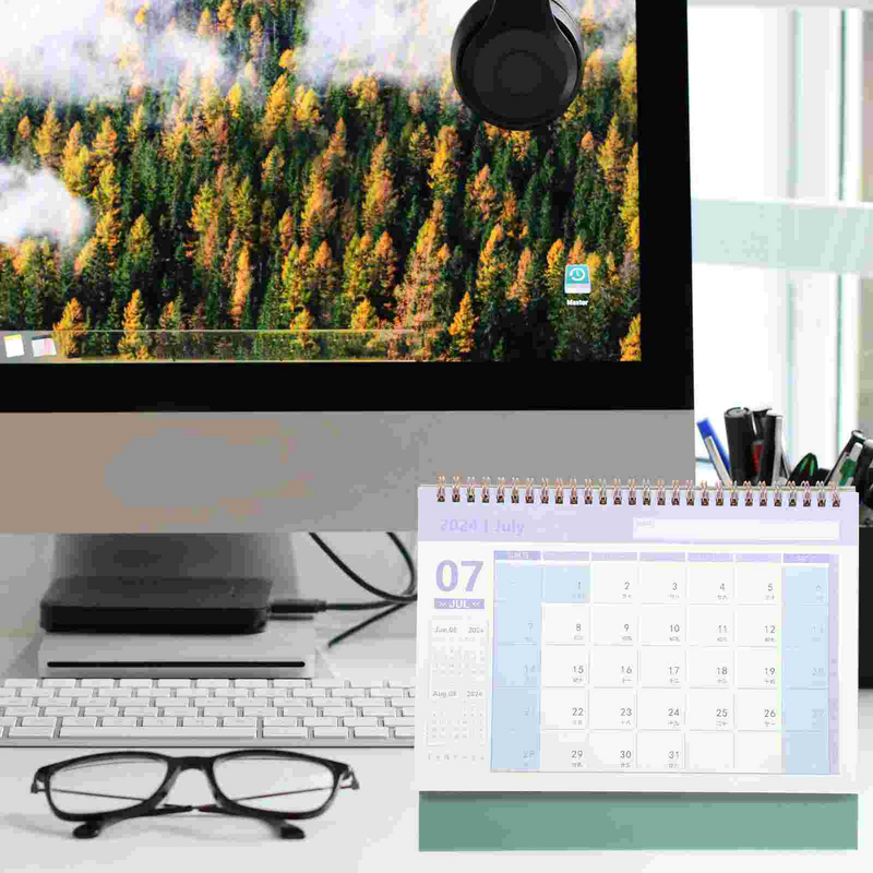 自立型デスクトップカレンダー、白い卓上カレンダー、耐久性のある毎月、2023、メンバー2024