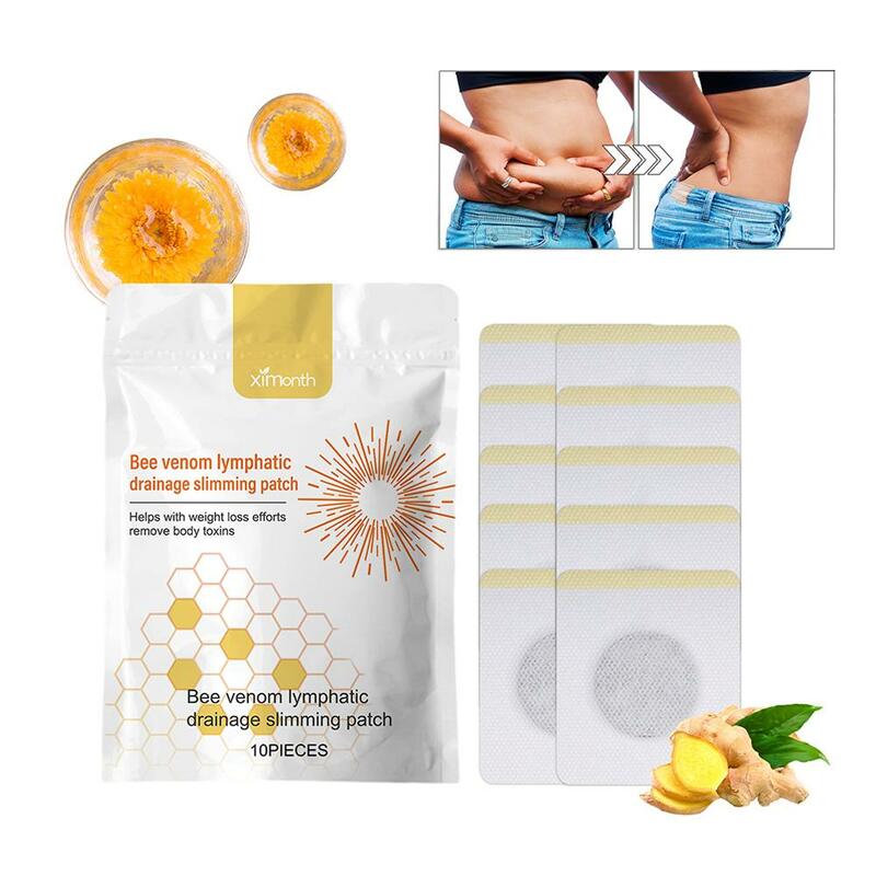 10pcs Bee Lymphatic Care Patch Weight Lose Slimming Navel Sticker Fat Burning Anti-swelling Drainage Detox Slimming Patch