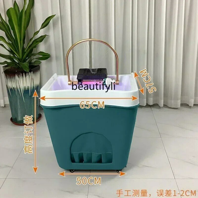 Movable Shampoo Basin Head Therapy Machine Supporting Massage Couch Facial Bed Fumigation Water Circulation