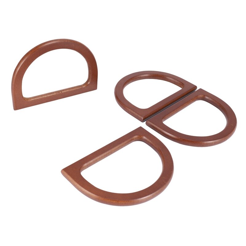 Pegangan dompet kayu berbentuk D Kf-8PCS laris, pegangan pengganti kayu untuk tas DIY tas dompet tas jinjing pembuat kopling (cokelat)