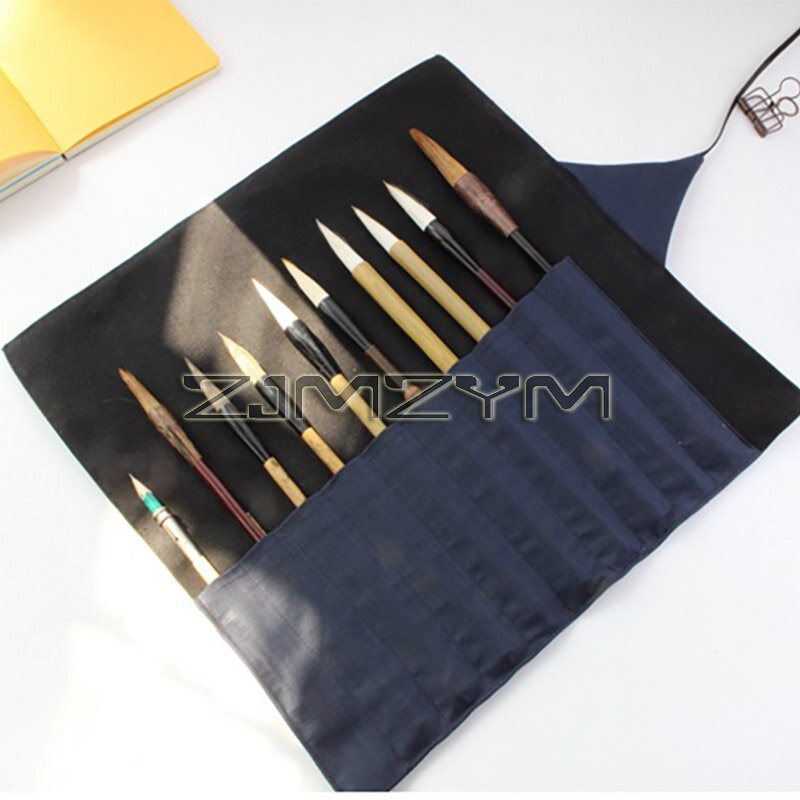 Retro Canvas Pencil Case, Handwork Lápis Roll, Wrap Holder, Organizador para Caneta-tinteiro, Gel, Caligrafia, Papelaria escolar