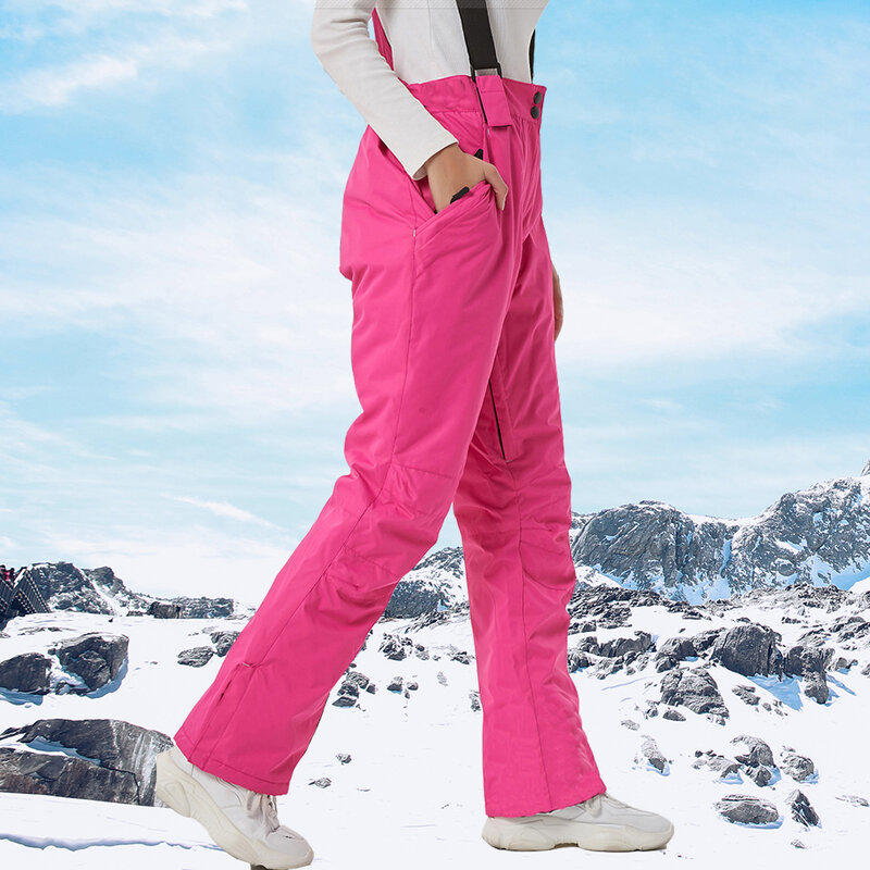 Pantalones de esquí gruesos a prueba de viento para mujer, pantalones de nieve impermeables, deportes al aire libre, snowboard, monos transpirables cálidos
