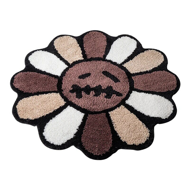 Lächelndes Gesicht getuftet Teppich Blume Kunst Teppich für Schlafzimmer Wohnzimmer Retro Regenbogen flauschigen Badezimmer Lächeln Teppich rutsch feste Matte Wohnkultur