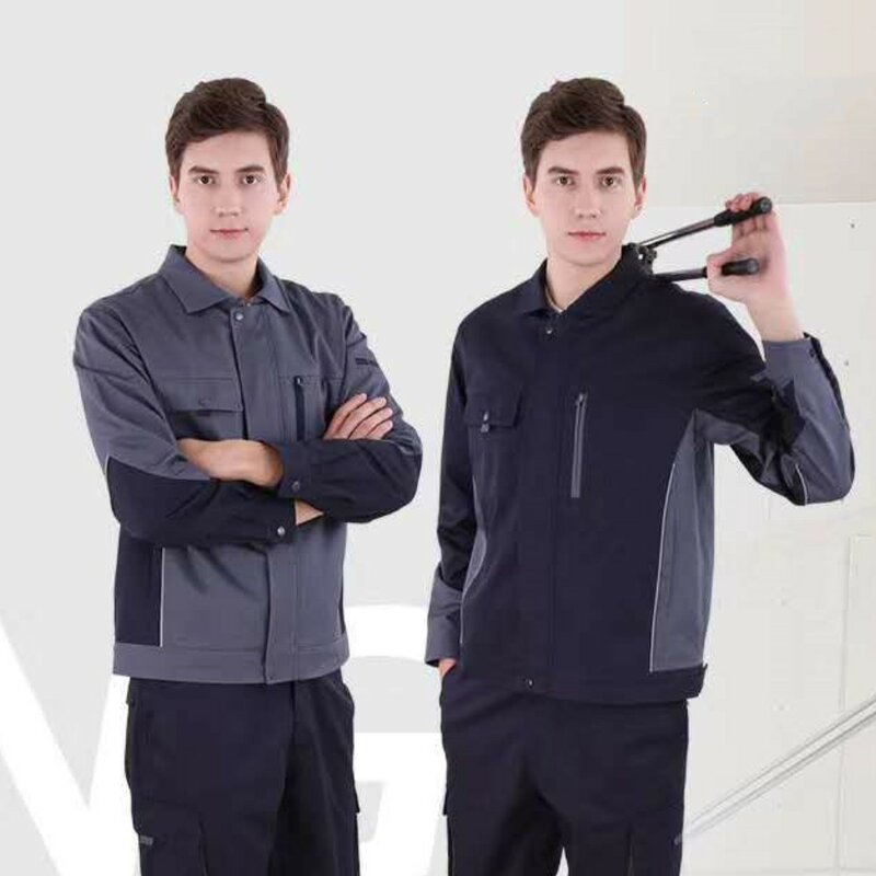 Customized Logo Mechanic Shirt Work Clothing Jacket and Pants Workwear Sets Long Sleeve Antistatic ESD Labor Uniforms