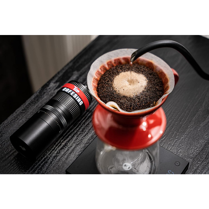 Moedor de café cônico heptagon rebarba manual, ajuste externo, capacidade máxima 38g