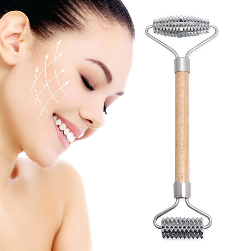 Multi Functional Skin Care Tool For Healthy And Beautiful Women Lifting And Fixing Hob Metal Double Head Roller Facial Tool 1Pcs