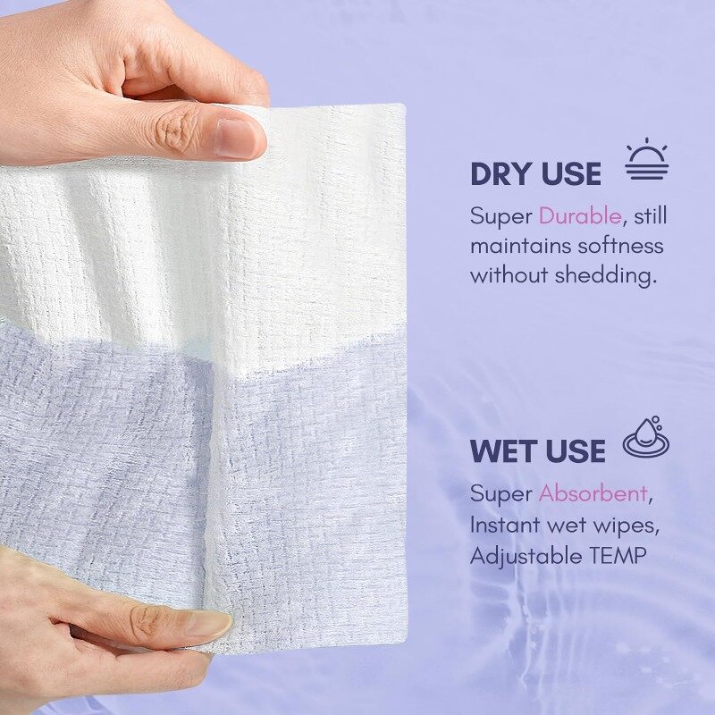 Toalhetes faciais descartáveis para cuidados com a pele, lenços molhados e secos, 100% algodão, 4 unidades, 248 unidades
