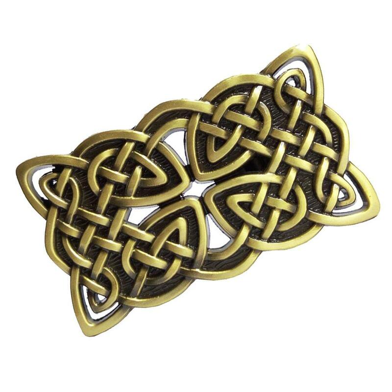 Bronze Celtic Cross Pattern Cowboy Western Belt Buckle Men's Accessory Gift
