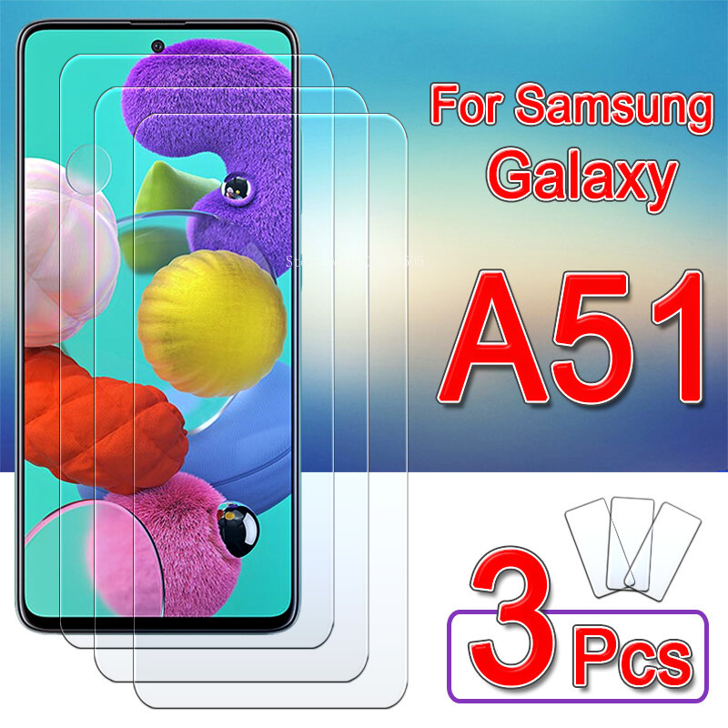 Verre de protection pour Samsung Galaxy A51, protecteur d'écran, film en feuille, armure laquée, verre du Guatemala, 1-3 pièces