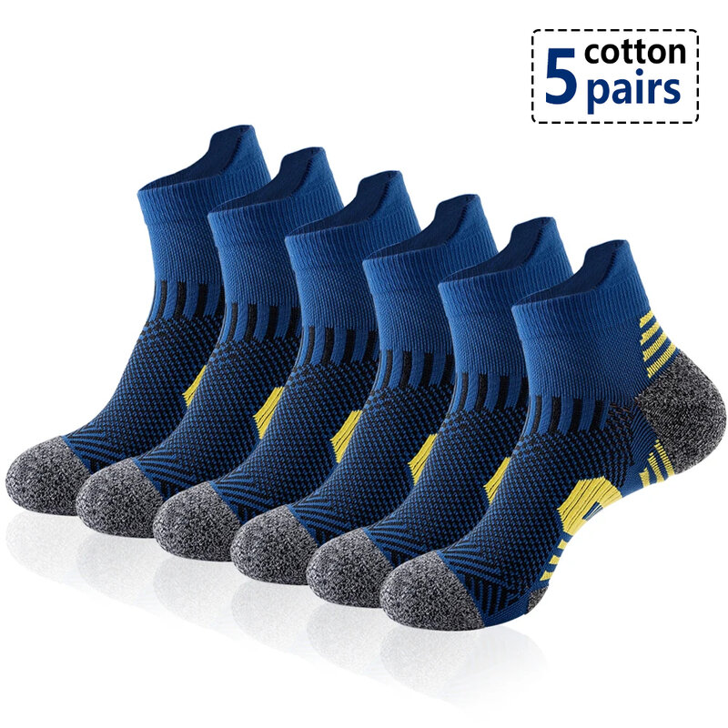 5 Pairs Men's Socks Thickened Towel Bottom Breathable Sports Socks Outdoor Running Basketball Socks Hiking Badminton Men's Socks