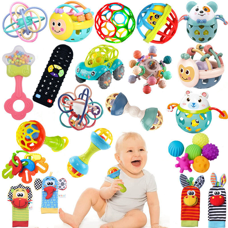 Giocattoli per bambini 6 12 mesi sonagli sensoriali massaggiagengive attività palla giocattolo neonato sviluppo precoce dentizione sonaglio giocattoli per bambini