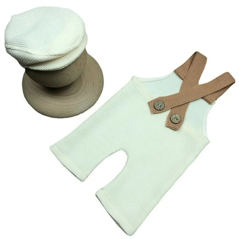 Newborn Photography Props Baby Photoshoot Outfit Clothing Cap and Overalls Set Infant Photo Props Baby Boy Girl  Accessories