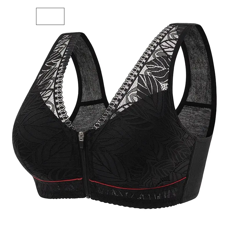 New Front Lace Summer Slim Lingerie for Middle-aged and Elderly Without Underwire Push-up Comfortable Breathable Bra