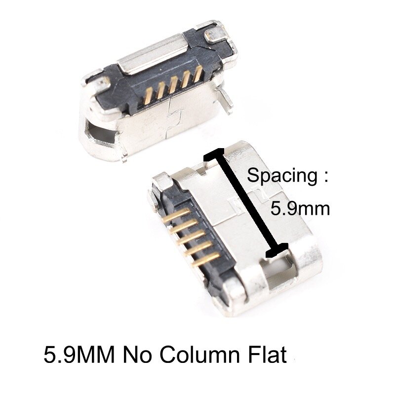 8Pcs-Micro 5pin Connector Aansluiting Micor Usb Flat Full Smt Mini Micro Usb Connector Jack Opladen Poort Datatransmissie