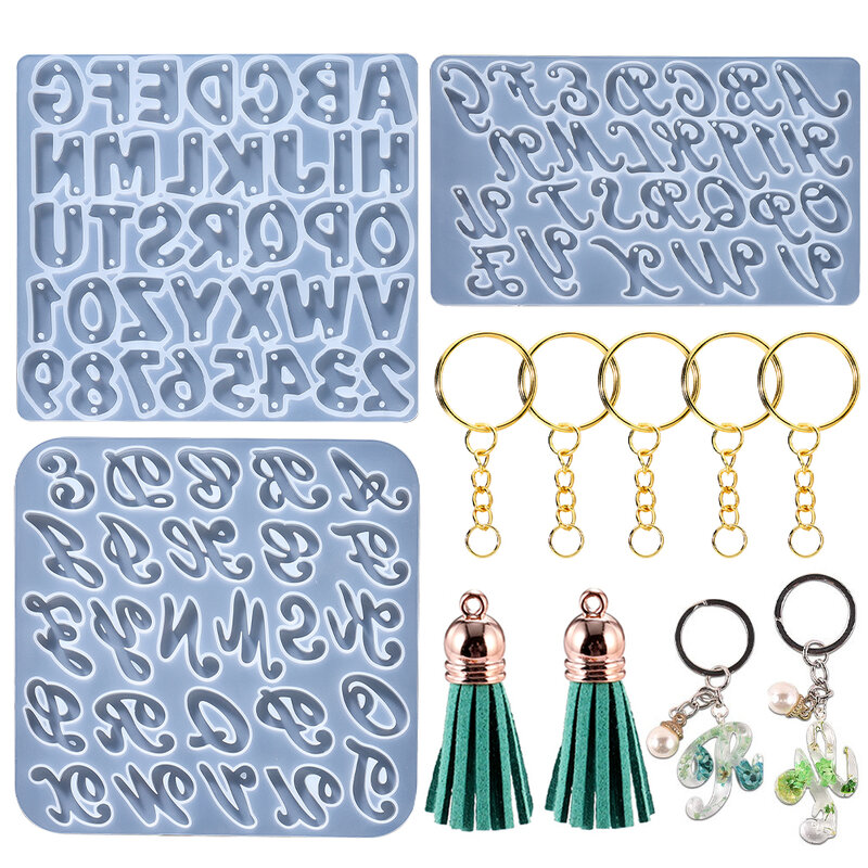 Alphabet Epoxy Resin Silicone Mold 26 English Letter Number Mould DIY Keychain Earring Pendant Epoxy Resin Jewelry Crafts Mold
