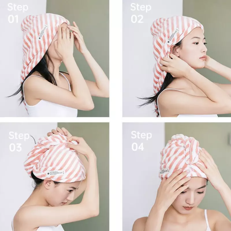 Hair Towel Solid Soft Skin Friendly Home Bathroom Shower Cap Quick Drat Strong Water Absorbent Coral Fleece Thicken Whole Wrap