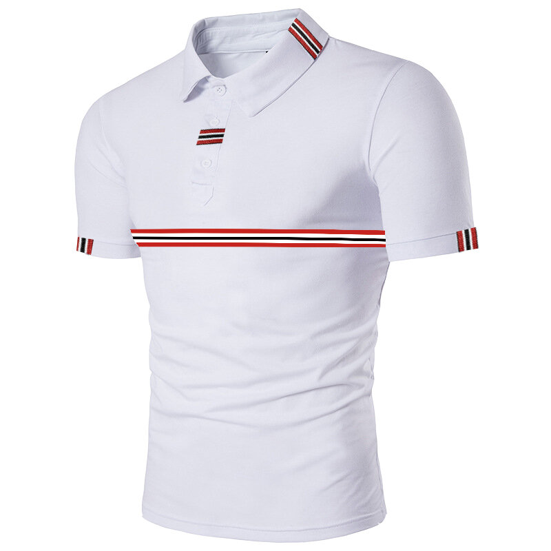 Koszulka Polo marki hddhhh letnia męska z krótkim rękawem z obrotem topy Slim swobodna oddychająca jednokolorowa koszula biznesowa