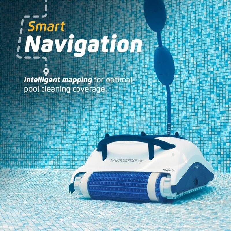 Robotic Pool Vacuum Cleaner, Simple Plug and Play Operation, Scrubs Pool Floor and Walls, for Pools Up to 26 FT in Length, White