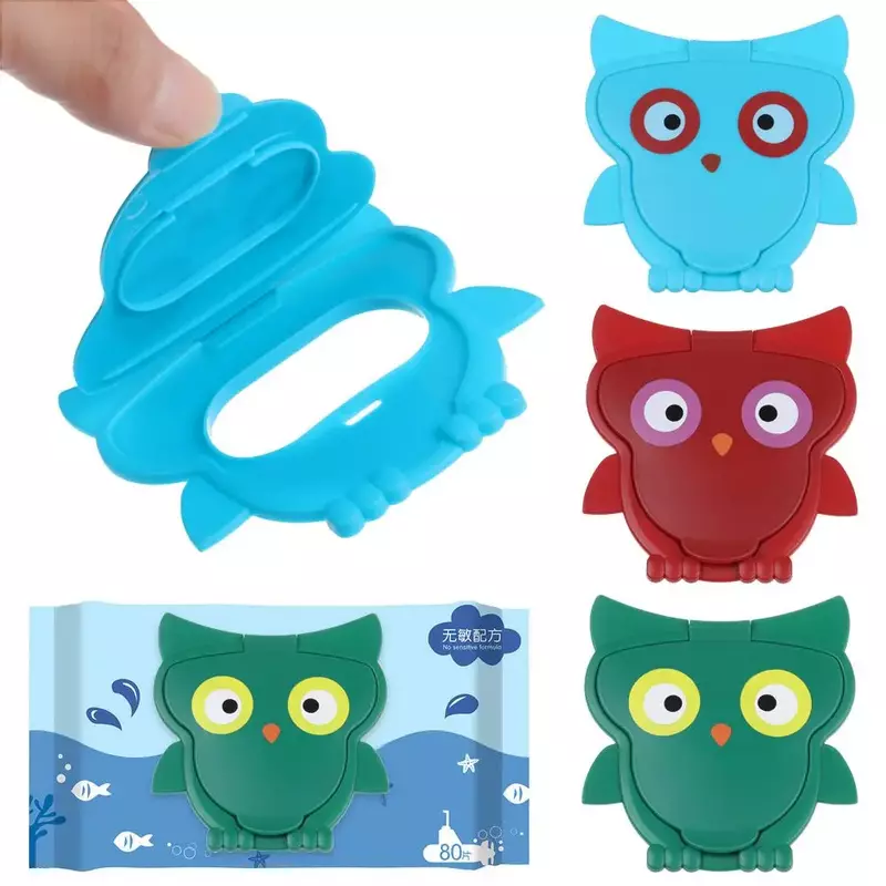 1 buah tutup tisu basah bayi burung hantu lucu berperekat kartun berguna portabel tisu penutup kertas tisu dapat digunakan kembali