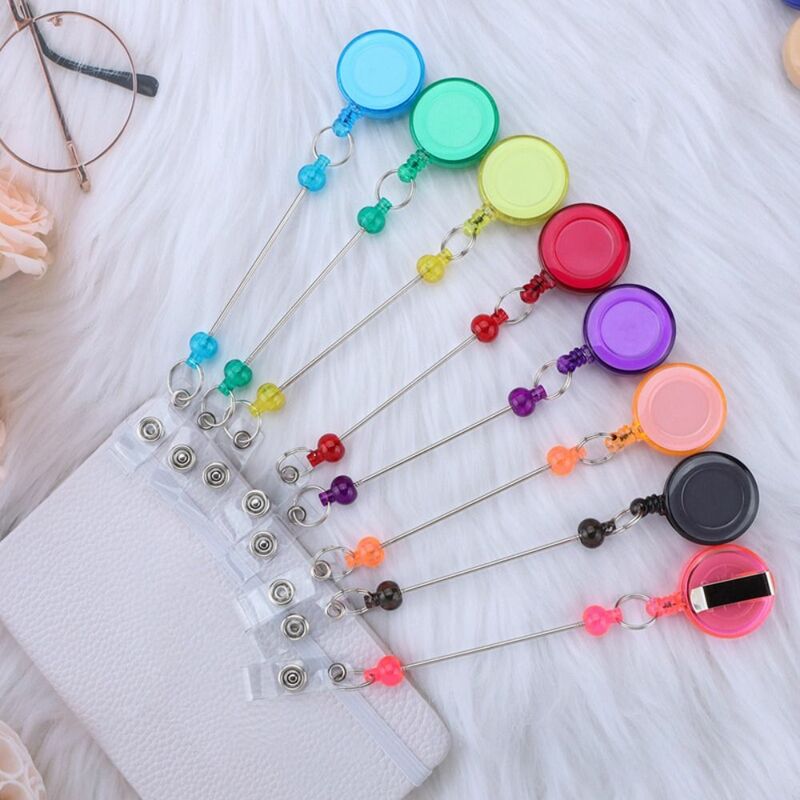 Beadable Retractable Badge Reel Belt Clip Name Tag ID Badge Holder Chest Card Blank Bar Easy Pull Buckle Jewelry DIY