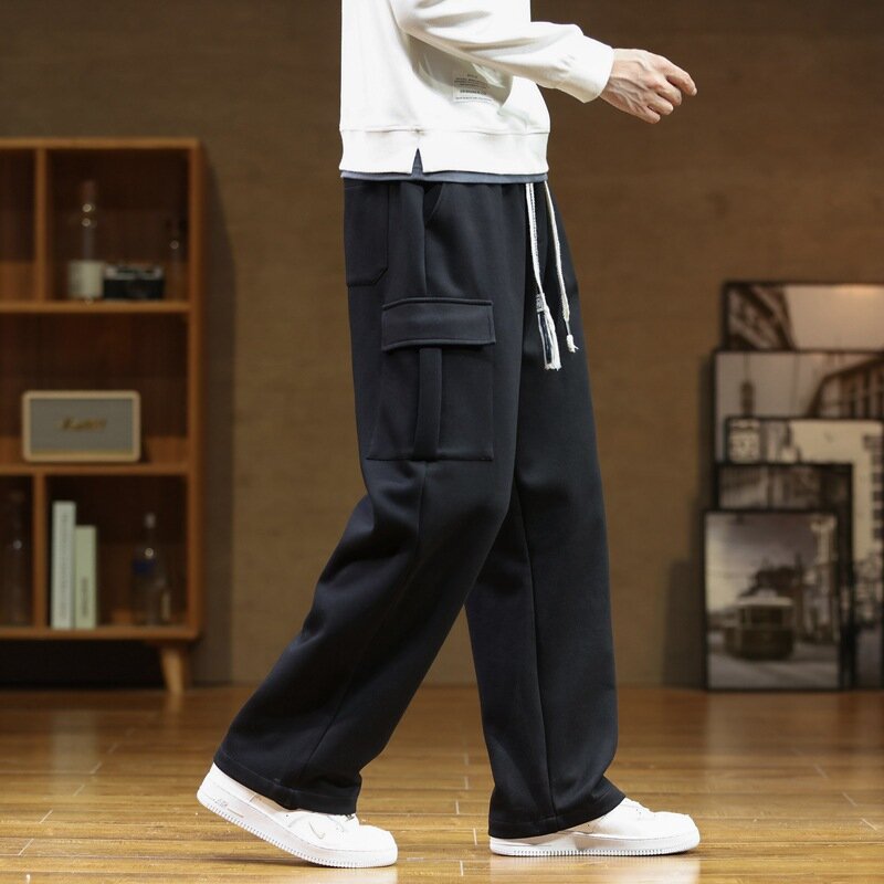Jesienne spodnie dresowe męskie casualowe na szlak spodnie męskie z wieloma kieszeniami sznurek bawełniany luźne proste spodnie duży rozmiar 6XL 7XL 8XL 2023