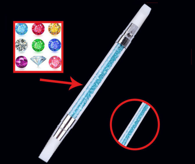 Est ความงามเต็มรูปแบบ Dual-Ended 2วิธีเล็บซิลิโคนประติมากรรมปากกา3D แกะสลัก DIY Glitter ผงเล็บ dotting แปรง