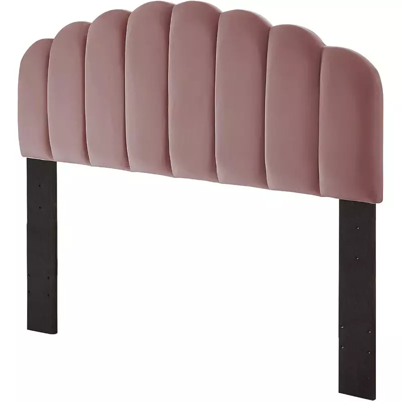 Queen Full Size Headboard, Adjusted Height 42-50 Inch, Rose, Tufted Velvet Upholstered Headboard Channel