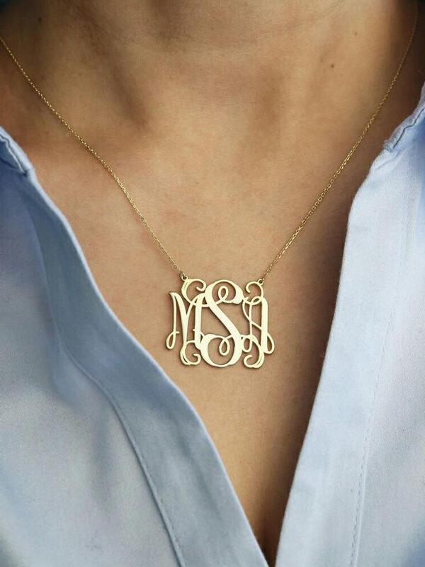 Kalung Monogram Kustom untuk Wanita Dipersonalisasi Baja Nirkarat Inisial Huruf Liontin Kalung Boho Perhiasan Hadiah