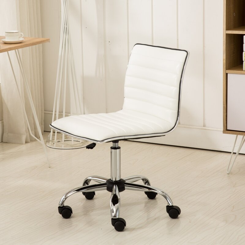 Kursi kantor putih Fremo Chromel dapat diatur, desain ergonomis Modern dan nyaman untuk rumah dan kantor