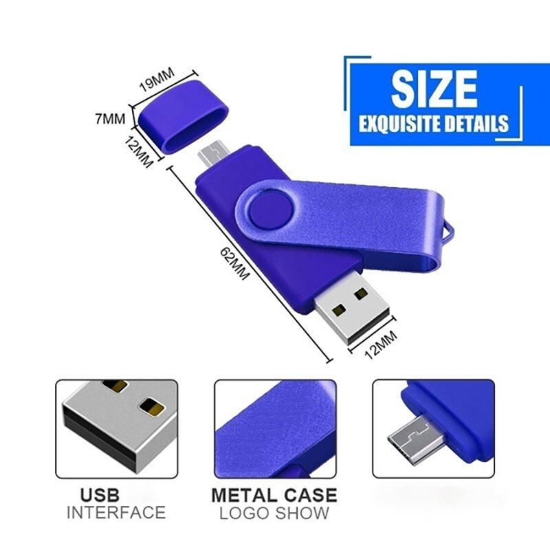 USB 플래시 드라이브, 메탈 디스크 메모리 셀 USB 스틱 선물, 전화, 자동차, TV 무료 로고, 2TB 펜 드라이브, 2TB, 3 in 1