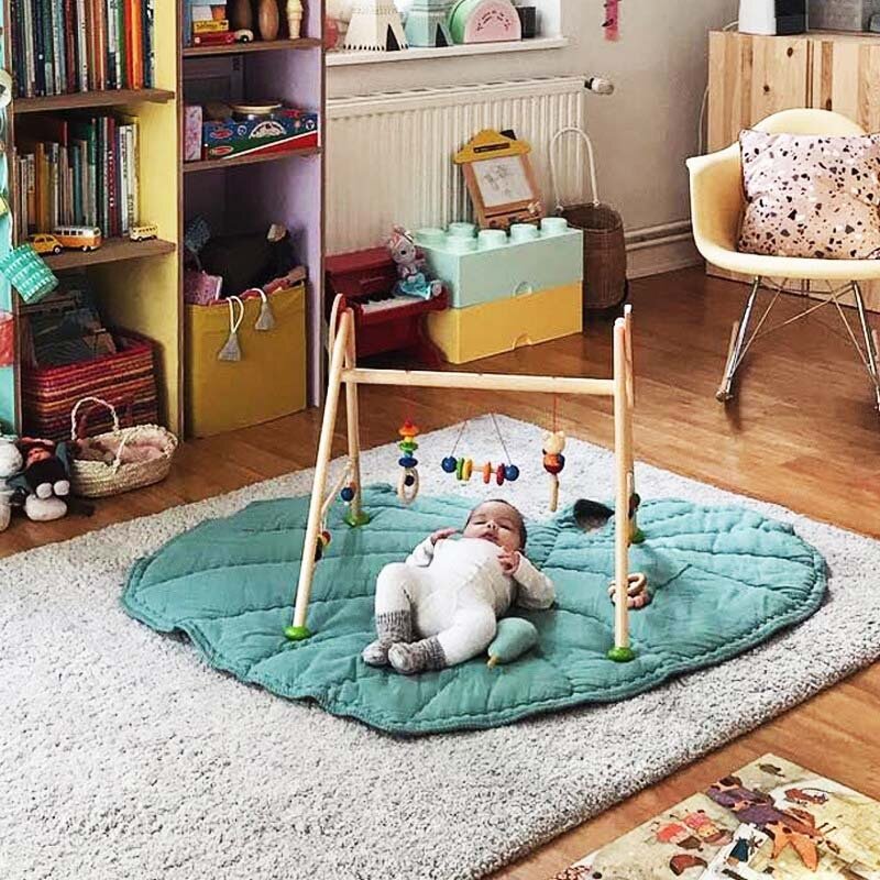 Детский напольный ковер в форме листьев, детское игровое одеяло, хлопковый коврик для лазания, игровой коврик, детское одеяло на колесиках, украшение для детской комнаты и спальни