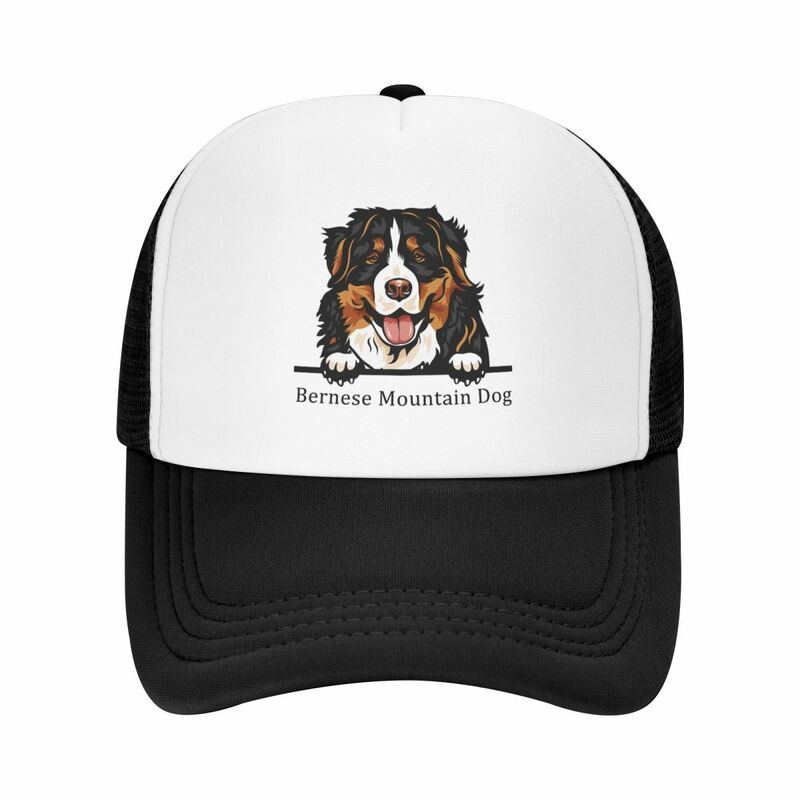 Custom Bernese Mountain Dog Baseball Cap for Men Women Breathable Pet Animal Trucker Hat Streetwear