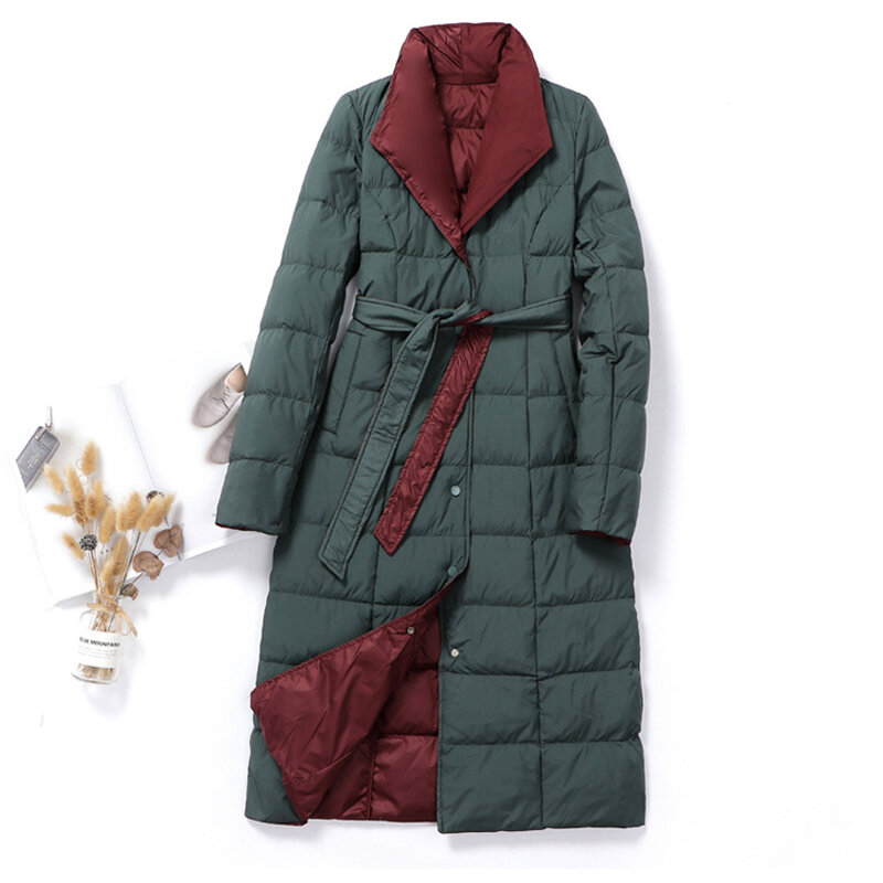여성용 덕다운 재킷, 초경량 롱 코트, 슬림 캐주얼 파카, 가을 겨울 패션, 신상