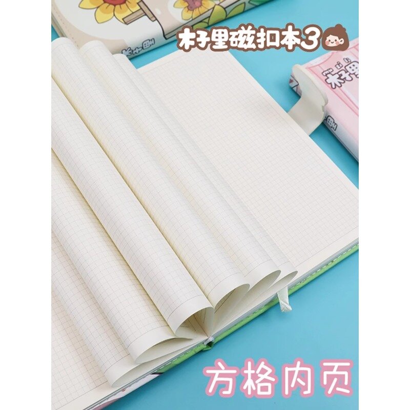 Muzi Li Magnetic Buckle Book Cute Colorful Inner Page Handwritten Book Ins Style Notebook PU Imitation Leather