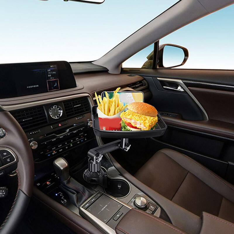 Pemegang cangkir portabel, nampan makanan dapat diperbesar meja pemegang cangkir mobil nampan makanan Universal dapat disesuaikan meja untuk cangkir Ho T9K3