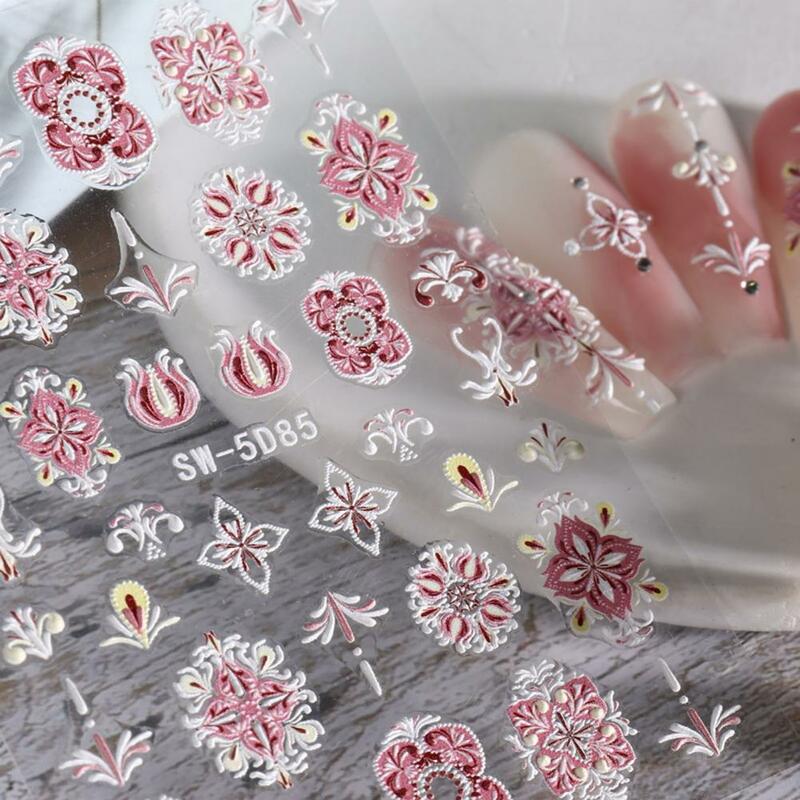 1 arkusz dekoracyjny 5D tłoczona naklejka do Manicure naklejka do paznokci dekoracyjne DIY