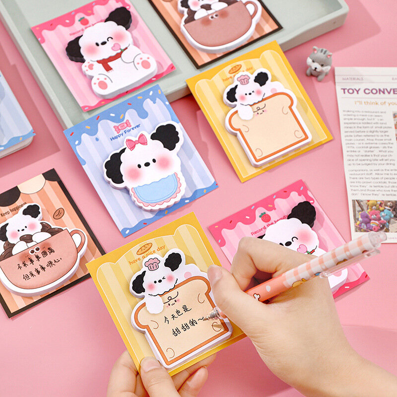 30pcs/Sheet Kawaii Animal Sticky Note Dog Memo Pads To Do List Planner Sticker Notepad Student Stationery School Office Supplies