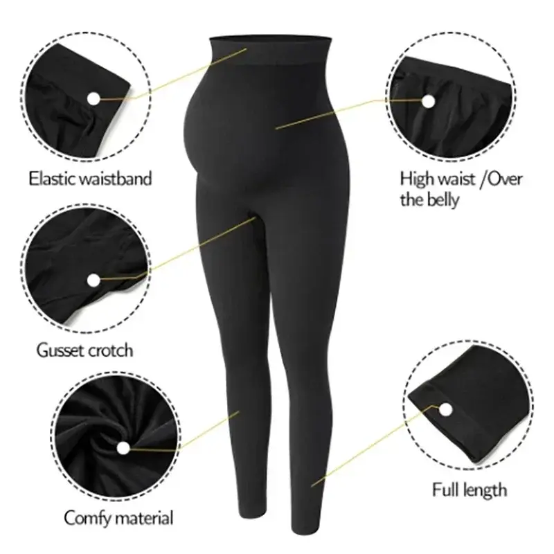 Elastic High Waist Maternity Leggings Skinny For Pregnant Women Belly Support Postpartum Leggins Body Shaper Fitness Trousers