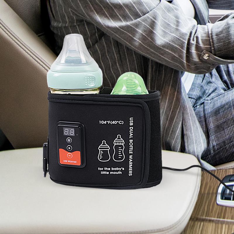 Chauffe-biSantos thermostatique portable avec couvercle isolant, contrôle intelligent de la température, double bouteille, garde-chaleur de lait, USB