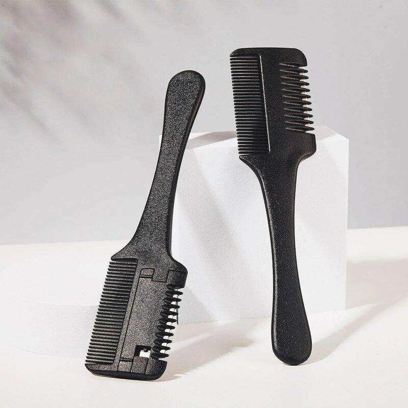 Peigne de rasage à double usage avec lame en acier inoxydable, outil de coiffure portable, couteau à effiler les cheveux