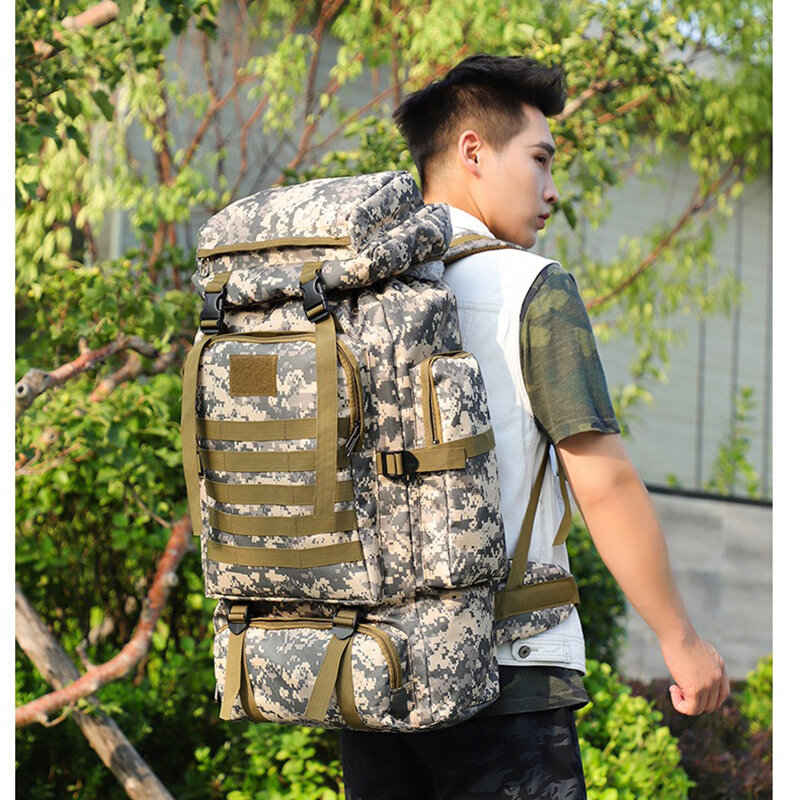 80L Large Capacity Backpack Tactical Backpack Waterproof Camouflage Mountaineering Bag Leisure Outdoor Sports Hiking Backpack
