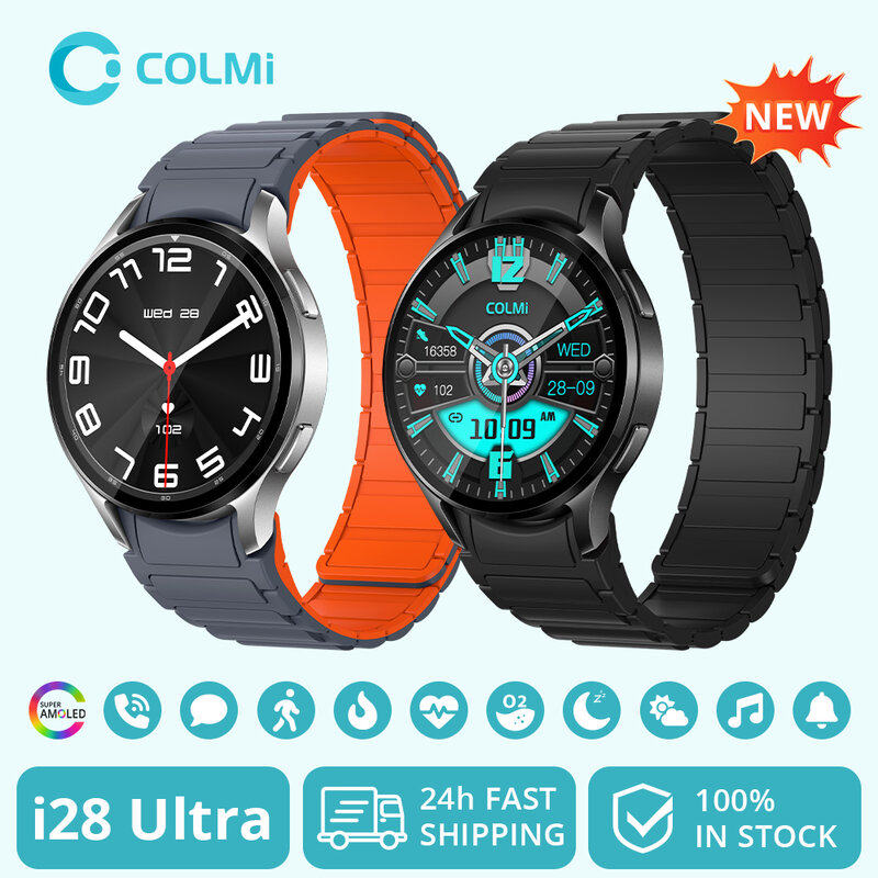 COLMI i28 Ultra AI jam tangan pintar AMOLED, arloji cerdas layar AI Da GPT bawaan, doa Muslim, jam tangan panggilan Bluetooth, jam tangan pintar untuk pria dan wanita