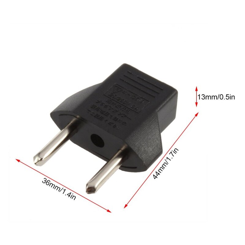 Universal EU Adapter Plug 2 Flat Pin To EU 2 Round Pin Plug Socket Power Charger Travel Necessity Household Use