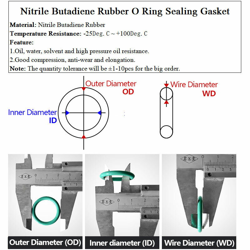 NBR O 링 개스킷 두께 CS 5mm OD 15 ~ 170mm 니트릴 고무 라운드 O형 부식 오일 저항 씰링 와셔, 블랙, 10 개